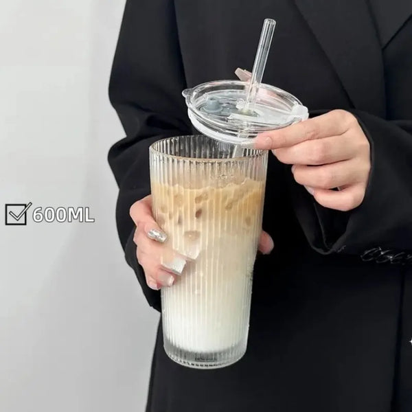 Stylish Glass Tumbler with Straw